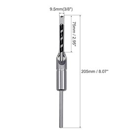 9.5mm (3/8") Mortice Chisel Drill Bit Set – Woodworking Square Hole Cutter with Auger – Hardened Steel – For Mortice Machines, Bench Drills, Carpentry & Joinery Work - BWD