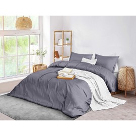 Utopia Bedding Duvet Cover King Size Set - 1 Duvet Cover with 2 Pillow Shams - 3 Pieces Comforter Cover with Zipper Closure - Ultra Soft Brushed Microfiber, 104 X 90 Inches (King, Grey)