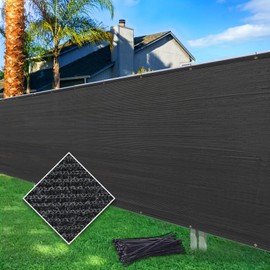 Cisvio 6ftx25ft Privacy Fence Screen Heavy Duty 170 GSM Windscreen & Dustproof Fabric Privacy Screen Covering Mesh Fencing for Outdoor Patio, Balcony, Pool Deck, Black