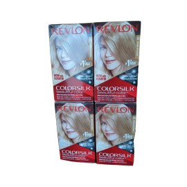 Revlon ColorSilk Permanent Hair Color #70 Medium Ash Blonde 3D Gel Tech 4 boxes