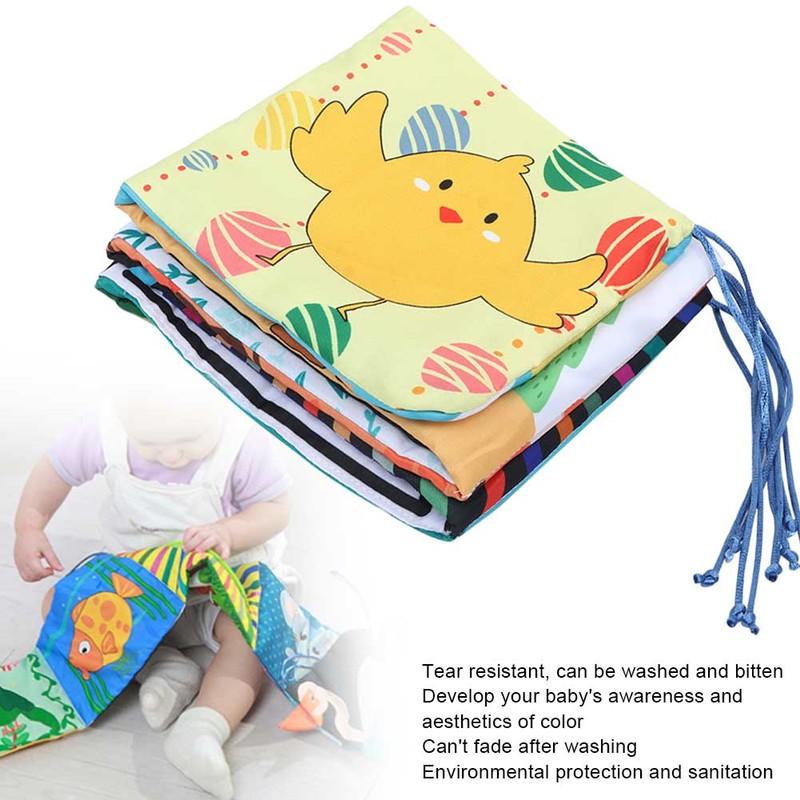 Infant Crib Cloth Book Cute Animal Learning Rattle Distorting Mirror