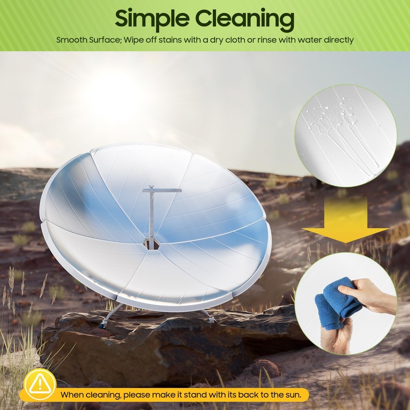 CheriMuMu Solar Cooker Parabolic Sun Oven, Portable Concentrating Solar Cooker,