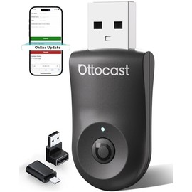 OTTOCAST Mini 2025 Adaptador automatico inalámbrico CarPlay/Android 2 en 1,WiFi de 5 GHz,conexión automática para Coches 2016+