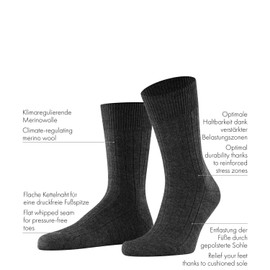 FALKE Men's Socks Virgin Wool Black Grey Many Other Colours Reinforced Men's Socks Without Pattern Breathable Thick Plain with Plush Sole UK Size 6-12 (EU 39-48) 1 Pair (Teppich im Schuh) - Blue (Dark navy 6370), size: 43-44