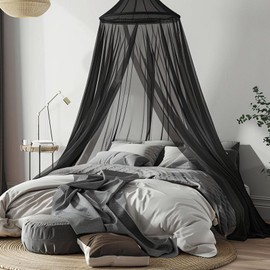 Mosquito Net Bed Canopy for Girls,King Canopy Bed Curtains Queen Size from Ceiling,Dome Mosquito Netting Bed Tent Twin Girls Canopy Bed Decor for Baby Crib,Kid Bed and Adult Beds (Black)