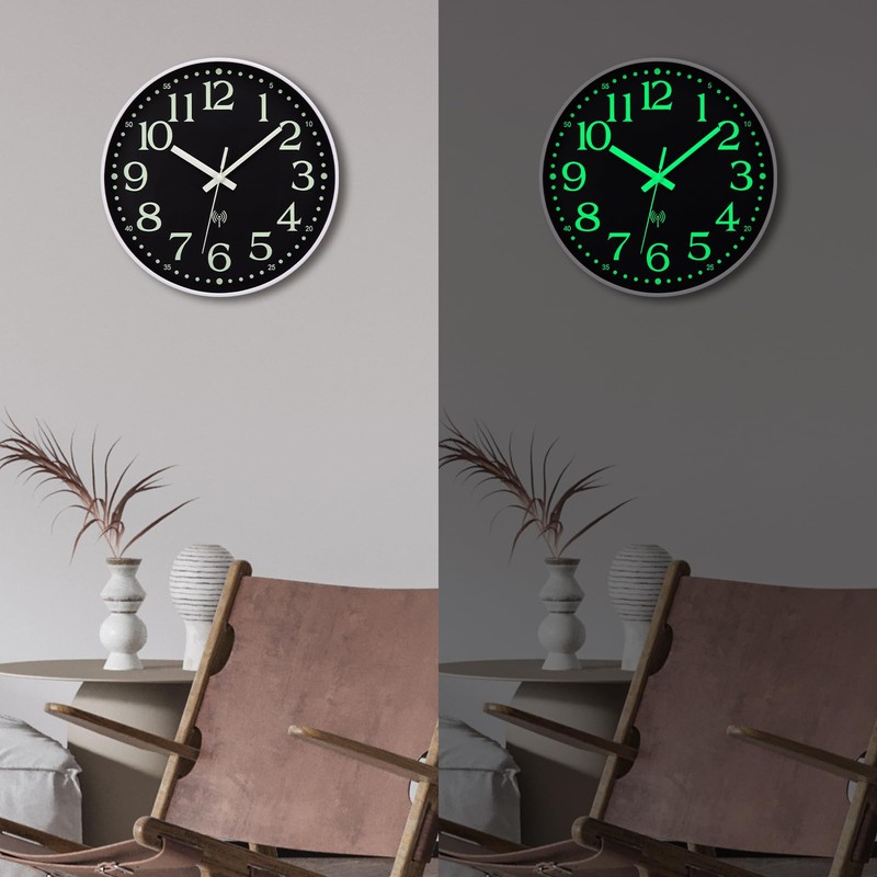 Warminn Atomic Wall Clock with Glow in Dark Silent Non
