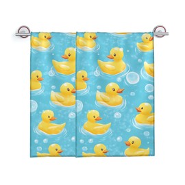 Turamurra Hand Towels Set of 2 Rubber Duck Themed Towels for Bathroom Decorative, Bath Towels, Soft Absorbent Towels for Farmhouse Home Decor Gifts for Women 14 x 28 in