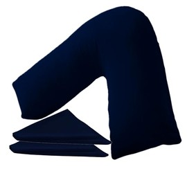 Buzzbuy V shaped pillowcase cover,Pack of 2 100% Poly-cotton Back & Neck Support Orthopaedic Pregnancy/Nursing V Pillowcase cover only (Blue)