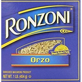 Ronzoni Orzo Enriched Macaroni Non GMO 16 Oz. Pack Of 3.