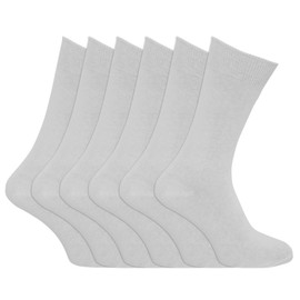 Mens plain 100% cotton socks (Pack of 6) (Mens 6-11) (White)