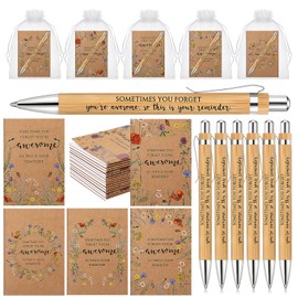 Sayglossy Inspirational Back to School Gifts Bulk for Women Teacher Inspirational Flower Notepads and Ballpoint Pens Coworker Employee Motivational Appreciation Notebook with Organza Bag(30 Sets)