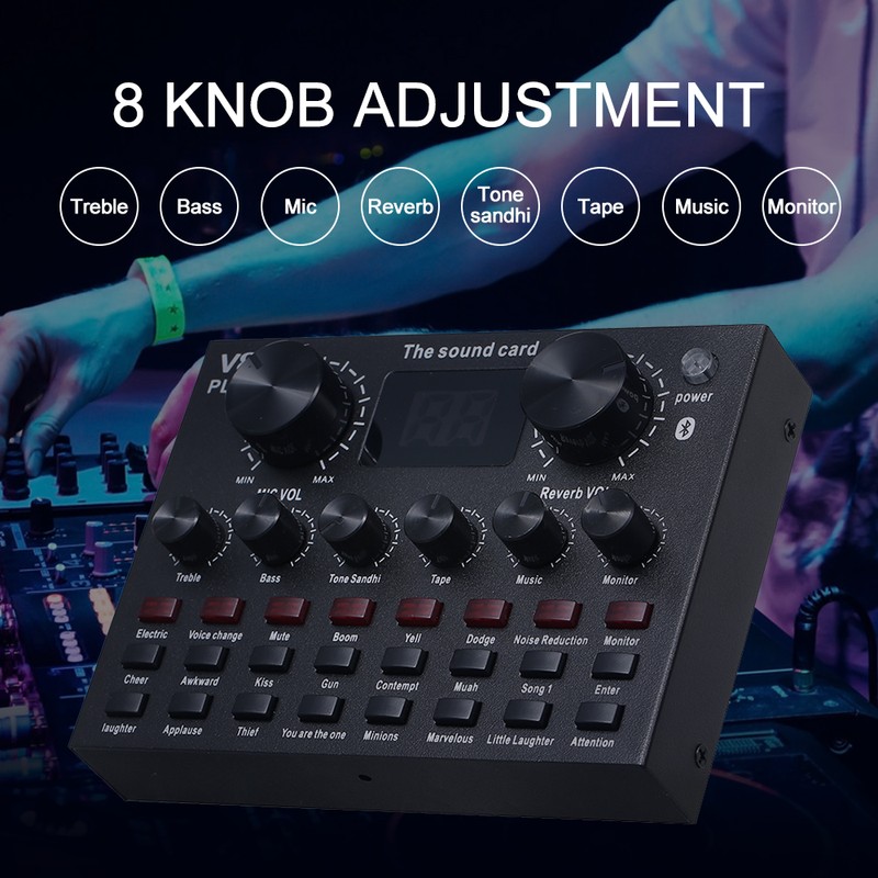 Sound Mixer Board Digital Display BT2.1 External Live Sound Card