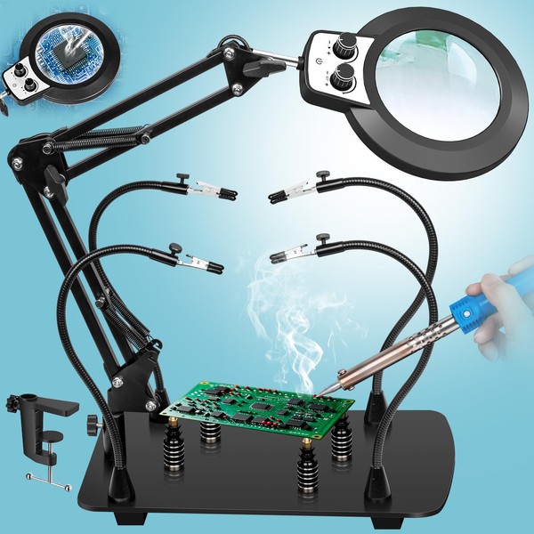 KUVRS KUVRS 10X Magnifying Glass with Light and Stand, Magnetic