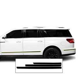 BOGAR TECH DESIGNS Side Lower Trim Chrome Delete Overlay Compatible with Lincoln Navigator (L) 2018-2024, Gloss Black