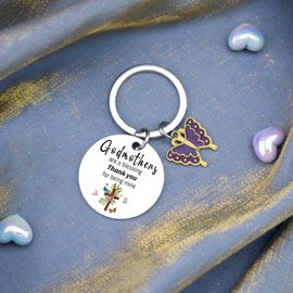 Lelekdo Godmother Proposal Gift Godmother Gifts from Godchild Will You Be My God Mother Gift Christian Baptism Keychain for Women Best Mothers Day Birthday Present for Women