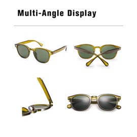 Pro Acme Vintage Retro Round Sunglasses for Women Men Trendy Tinted Colored UV400 Sun Glasses 55MM(Green/Green Lens), Medium