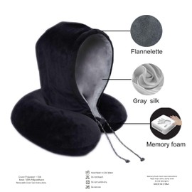 Hooded Travel Pillows and Free Eye mask (Black)