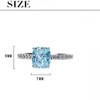 Adjustable Silver Rings For Women Simulated Diamond Square Light Blue