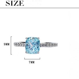 Adjustable Silver Rings For Women Simulated Diamond Square Light Blue Ring Promise Engagement Rings For Women Minimalist Jewelry