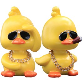 wonuu Shaking Head Duck Cool Car Dashboard Decorations Cute Doll for Car Interior Ornament Accessories, Yellow Shaking Ducks-L