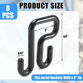 CroBlissful 8 Pcs Lineman Bucket Hooks 3 Inches Truck Blanket Hooks for Aerial Bucket Lip Tool Holders for All Seasons Lineman Accessories, Black 35lbs Working Load Limit