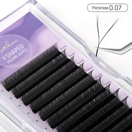 Natuhana Eyelash Extensions, YY-Shaped, 0.07 C Curl, 8-14 mm Volume, Easy Fan Lashes, Natural Eyelash Extension, Professional Accessory for Lash Techs (8-14Mix, 0.07C, Black)