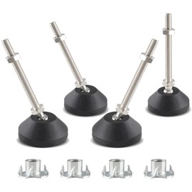 Jiozermi 4 Pcs Adjustable Leveling Feet, Swivel Furniture Levelers Legs, Table Leg Extenders Glide for Chairs Workbench Cabinets Shelving Rack, 1.9" Dia Base, M8 Thread Size, 3" Thread Length