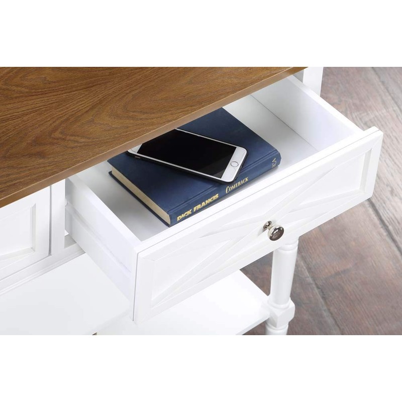 Convenience Concepts Country Oxford 2-Drawer Console Table, Driftwood/White