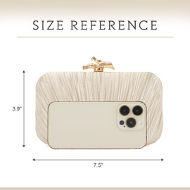 Clutch Purses for Women Evening Bag Pleated Clutch Bag with Chain Party Purses Handbag for Cocktail/Prom/Party/Wedding/Formal (Champagne Gold)