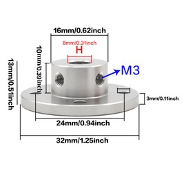 2Pcs 8mm Aluminum Alloy Flange Coupling Connector - Rigid Guide Shaft Coupler with Hex Wrench & Screws for RC Motors/DIY Robotics (Silver)