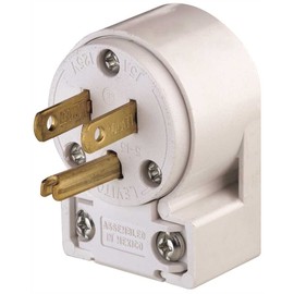 Leviton 515AN 15 Amp, 125V, Angle Grounding Plug, White