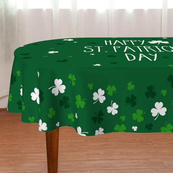 St Patricks Day Tablecloth 60 x 84 Inch Oval, Happy