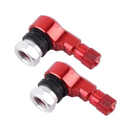 Pack of 2 Motorcycle Tyre Valves, 11.3 mm 90 Degree Tyre Valve Stem, Aluminium Alloy Motorcycle Rim Valve, Wheel Tyre Valve, Stem Caps, Motorcycle Valve with Rubber Seal (Red)