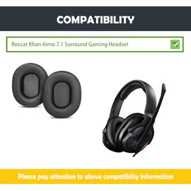 HTINDUSTRY Premium Earpads Cushions Replacement Compatible with Roccat Khan Aimo 7.1 Surround Gaming Headset Ear pads with Softer Protein Leather/Memory Foam