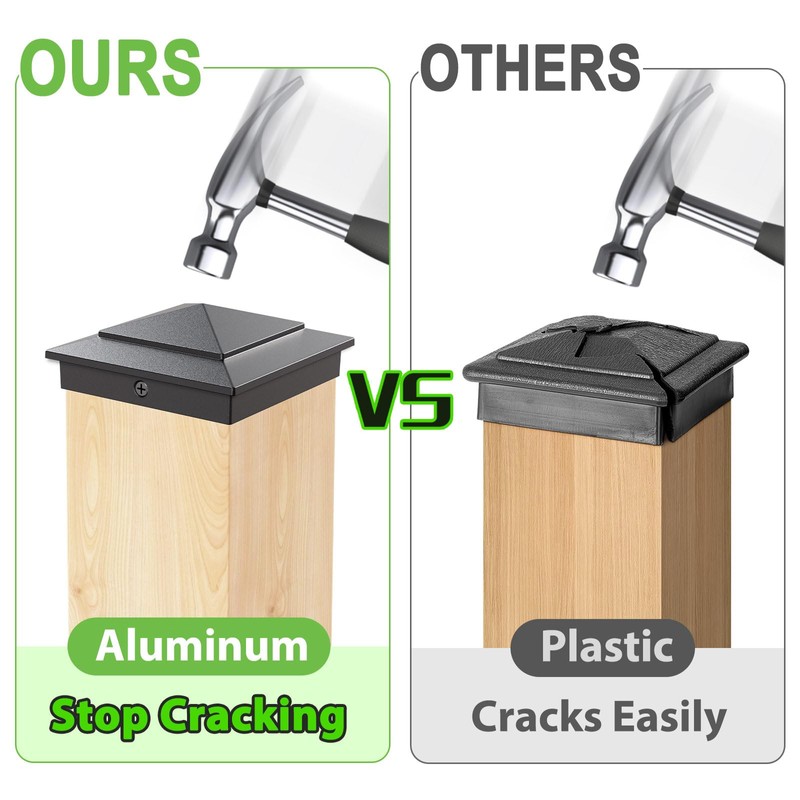16 Pack Pyramid Aluminum Post Caps for 4x4 Wood Posts