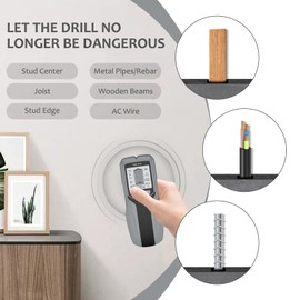 Stud Finder Wall Scanner, 6 In 1 Wall Scanner, Stud Detector, with Lcd Display, Rugged, Lightweight and Portable, Suitable for Wood, Metal and Ac Wire Detection(Gray)