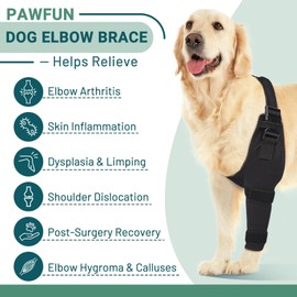 Pawfun - Funda para codo para perro, transpirable y ajustable, soporte para la pierna delantera para artritis, higroma, llagas de presión y callos, envoltura suave para prevención de lesiones y