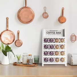 PERFNIQUE K Cup Holder, Farmhouse Coffee Pod Holder, Wooden Coffee Pod Ladder for Counter, Rustic Kcup Storage Organizer for Home Kitchen Bar Table Decor