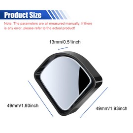 GAOLAOSY 2PCS Car Fan Shaped Blind Spot Mirrors, Safety HD Glass Wide Angle Adjustable Car Convex Side Mirrors, Rearview Mirror with Adhesive, Vehicle Parking Auxiliary Mirror for SUV Truck (Black)