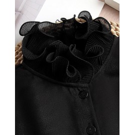 Elegance Fake Collar Shirt Mock Turtleneck Faux Versatile Accessories Dickey Collar Black Fold Victorian Chiffon Blouse Base Shirt for Women