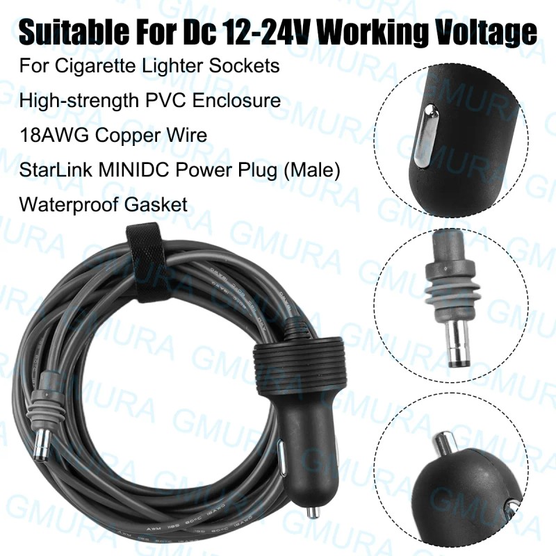 Cable Alimentador Con Cargador Coche Para Starlink Mini, 5m