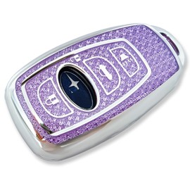 RFSRZ Fits for Subaru Key Fob Cover, for 2025 2024 2023 - 2014 BRZ Legacy Outback Ascent Crosstrek Forester WRXSoft Full Protection Key Shell Case, Bling Crystal, Car Key Protector for Women (Purple)