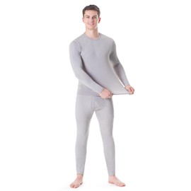 Rocky Thermal Underwear Men Long Johns Men Thermals Top Bottom Set Shirt Pants Men's Base Layer Insulated Under Wear Mens Thermal Set Extreme Cold Weather Winter Ski (Heather Grey - Heavy/Small)