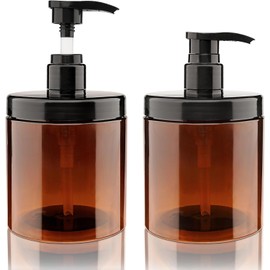 Hokretme Pump Bottle Dispenser, Refillable Plastic Pump Bottles, Wide Mouth BPA Free, Empty Pump Bottles, Bathroom, Shower Container for Lotion, Shampoo, Conditioner, 2 Pack