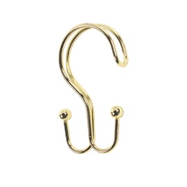 Carnation Home Fashions Double Shower Curtain Hook in Brass