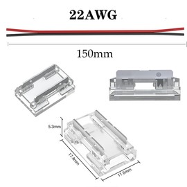 YUTOKEER Solderless LED Strip Connector - 2-Pin 10mm COB/SMD, 12 Connection Types, L and T Shape, Cable and Strip Connections, Transparent, Pack of 12 (COB 10 mm)