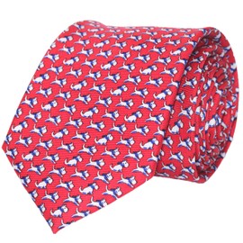 WITZROYS 100% Silk Elegant Neckties for Men with Dogs Print Red Ties + Gift Box Packed,Great for Wedding,Party,Dating,Gifts