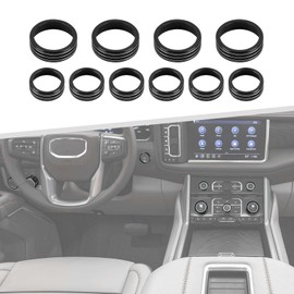 for 2019+ Silverado Knob Cover, Center Console Radio Volume Button Air Condition AC Ring Trim for Chevy Silverado/GMC Sierra 2019+, for Chevy Suburban 2020+, for Chevy Tahoe/GMC Yukon 2021+ (Black)