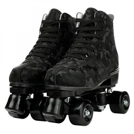 Risup High-Top Roller Skates for Women and Men - Classic Double-Row Four-Wheel Cowhide Skates for Unisex