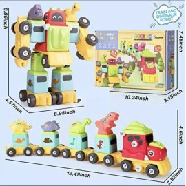 Take Apart Dinosaur Robot Train Set Toys, 5 In 1 Vehicle Set DIY Assembly STEM